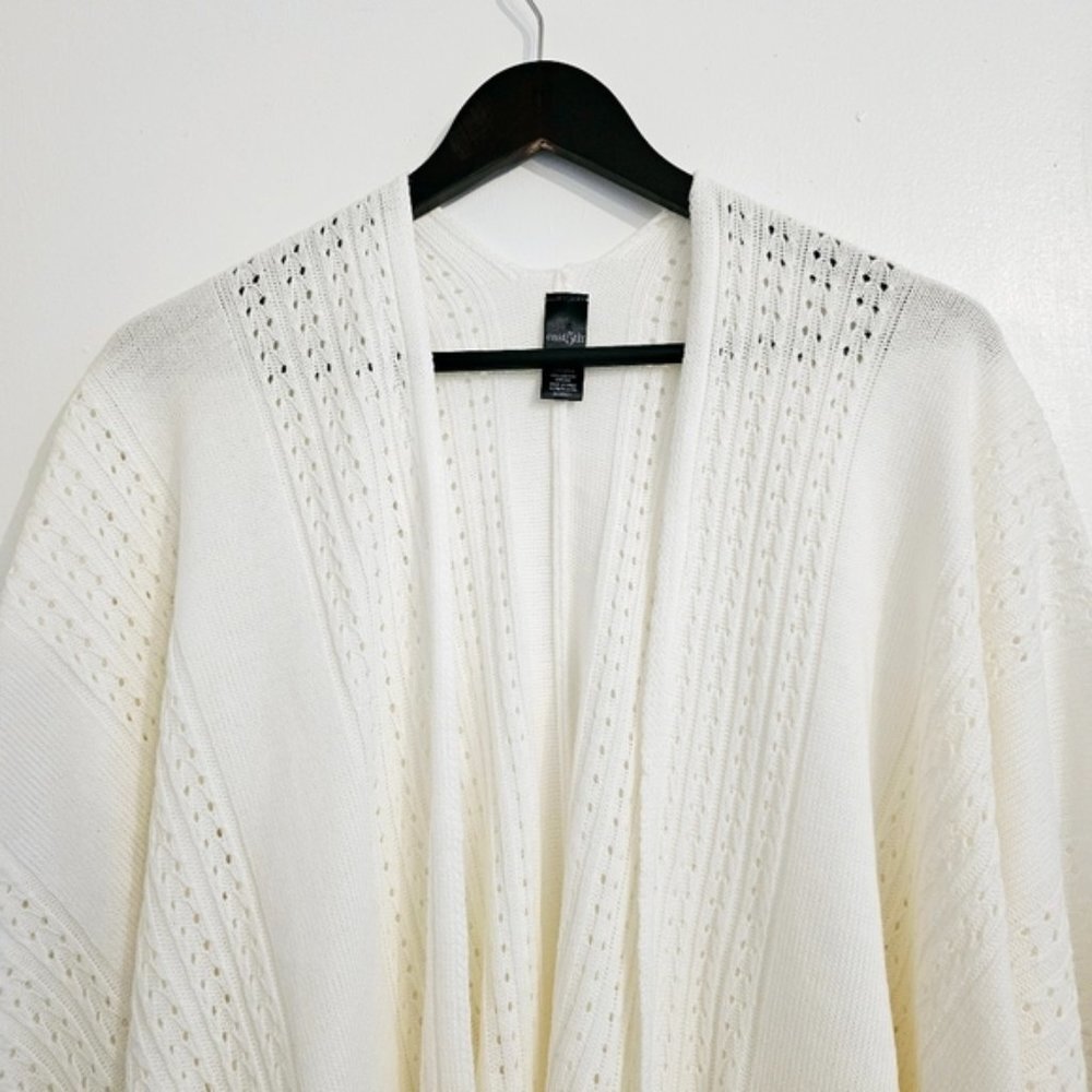 East 5th Women's OS Cream Open Front Knit Lightweight Spring Shawl Sweater Wrap